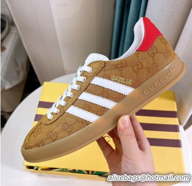 Sumptuous adidas x Gucci Gazelle GG Canvas Low-top Sneakers Yellow 024006