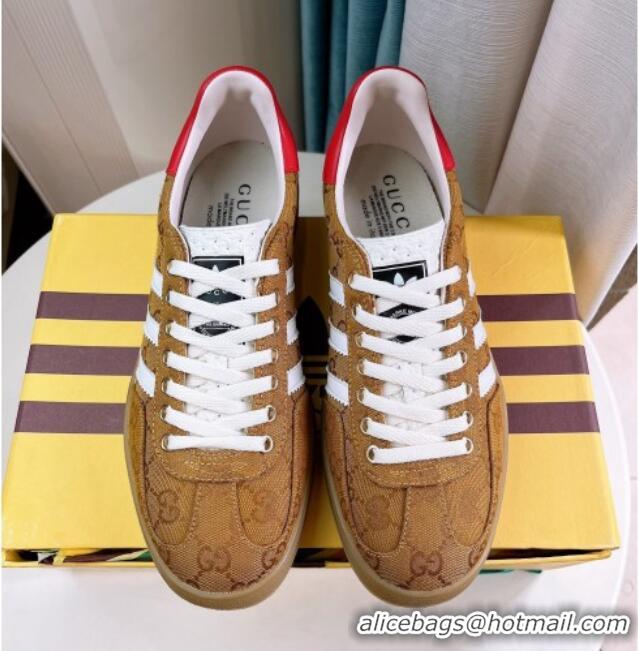 Sumptuous adidas x Gucci Gazelle GG Canvas Low-top Sneakers Yellow 024006