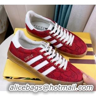 Duplicate adidas x Gucci Gazelle GG Canvas Low-top Sneakers Red 024008