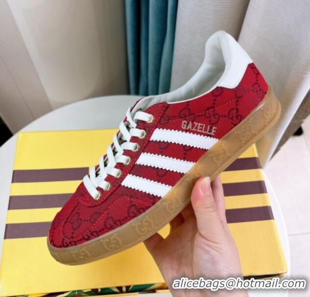 Duplicate adidas x Gucci Gazelle GG Canvas Low-top Sneakers Red 024008