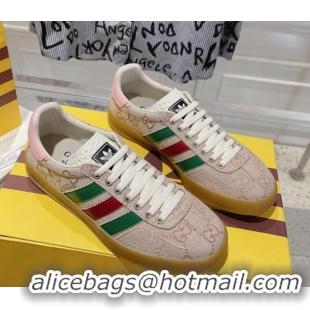 Best Grade adidas x Gucci Gazelle GG Canvas Low-top Sneakers in GG Canvas Light Pink 106117