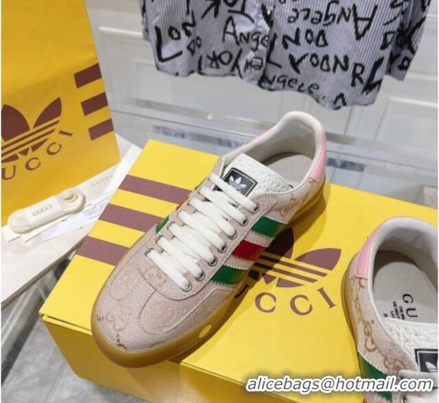 Best Grade adidas x Gucci Gazelle GG Canvas Low-top Sneakers in GG Canvas Light Pink 106117