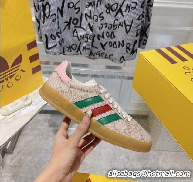 Best Grade adidas x Gucci Gazelle GG Canvas Low-top Sneakers in GG Canvas Light Pink 106117