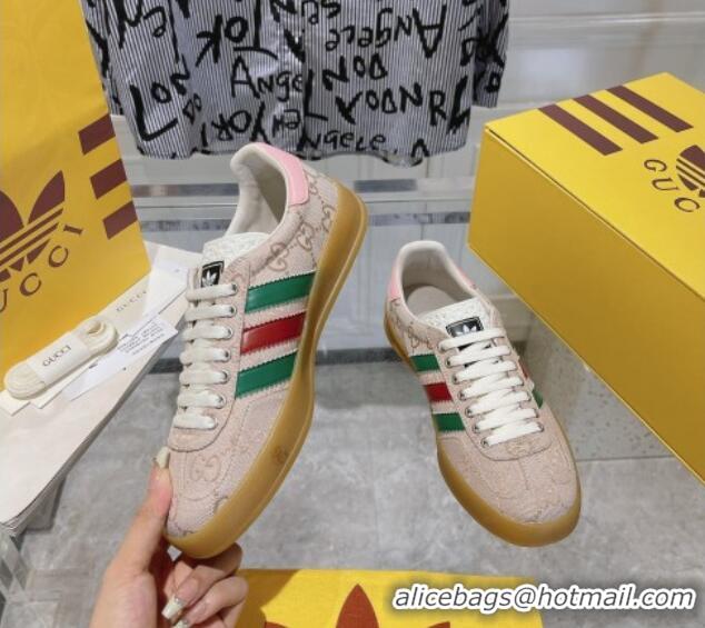 Best Grade adidas x Gucci Gazelle GG Canvas Low-top Sneakers in GG Canvas Light Pink 106117