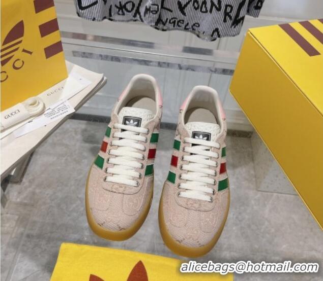 Best Grade adidas x Gucci Gazelle GG Canvas Low-top Sneakers in GG Canvas Light Pink 106117