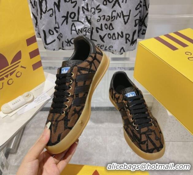 Good Quality adidas x Gucci Gazelle GG Canvas Low-top Sneakers in Monogram Canvas Brown/Black 106122