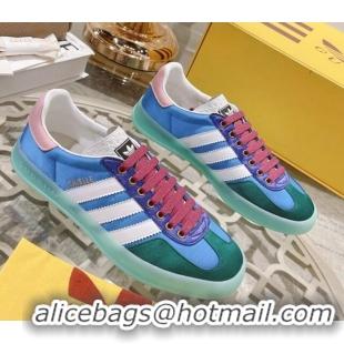 Good Looking adidas x Gucci Gazelle GG Canvas Low-top Sneakers in Satin Blue/Green 106126