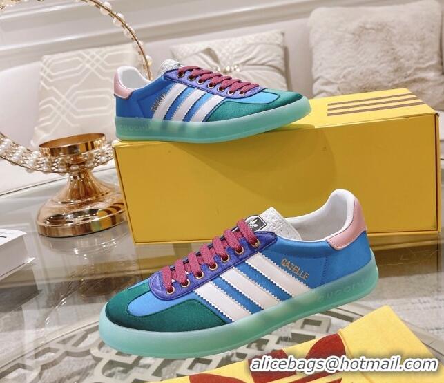 Good Looking adidas x Gucci Gazelle GG Canvas Low-top Sneakers in Satin Blue/Green 106126