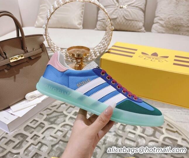 Good Looking adidas x Gucci Gazelle GG Canvas Low-top Sneakers in Satin Blue/Green 106126