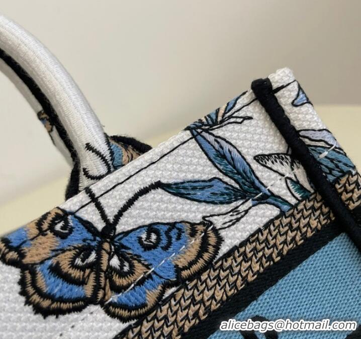 New Fashion MINI DIOR BOOK TOTE WITH STRAP blue Butterfly Zodiac Embroidery S5573CTQ