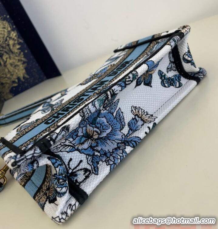 New Fashion MINI DIOR BOOK TOTE WITH STRAP blue Butterfly Zodiac Embroidery S5573CTQ