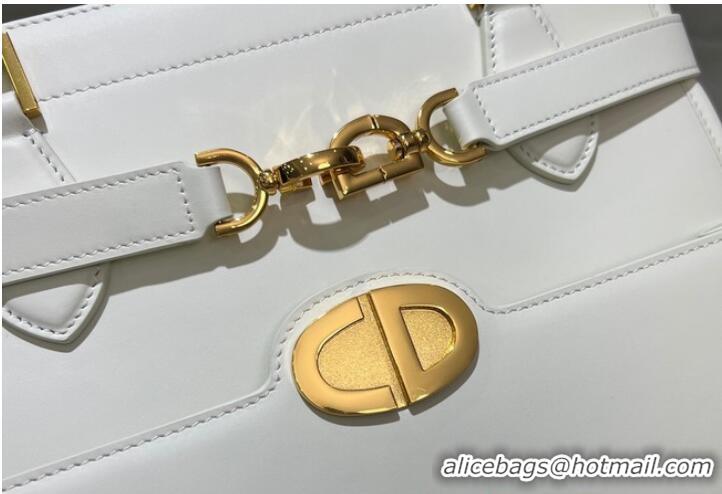 Most Popular Dior MEDIUM BOSTON BAG Calfskin 8801 White