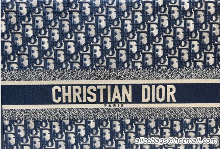 Well Crafted LARGE DIOR BOOK TOTE Ecru and Blue Dior Oblique Embroidery M1296ZG