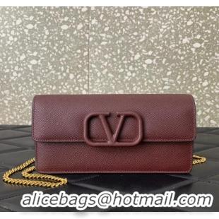 Good Quality VALENTINO grain calfskin leather bag 0681 Wine