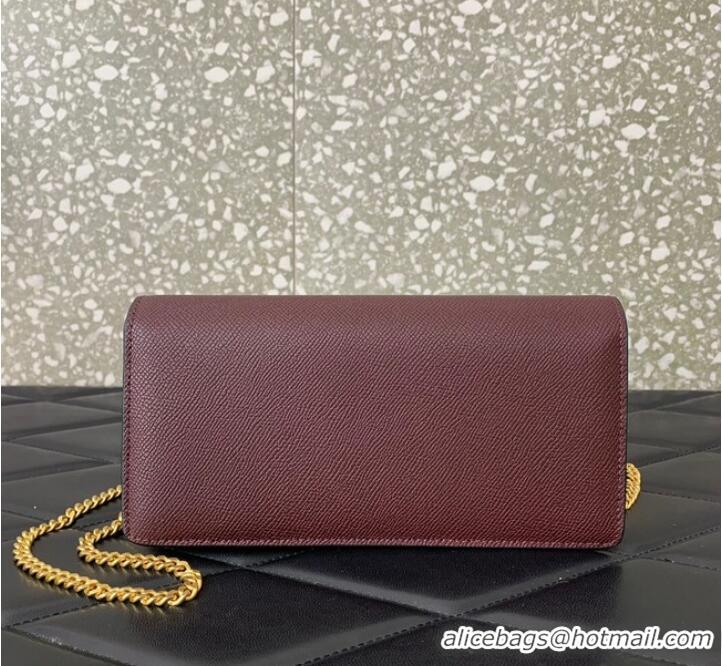 Good Quality VALENTINO grain calfskin leather bag 0681 Wine