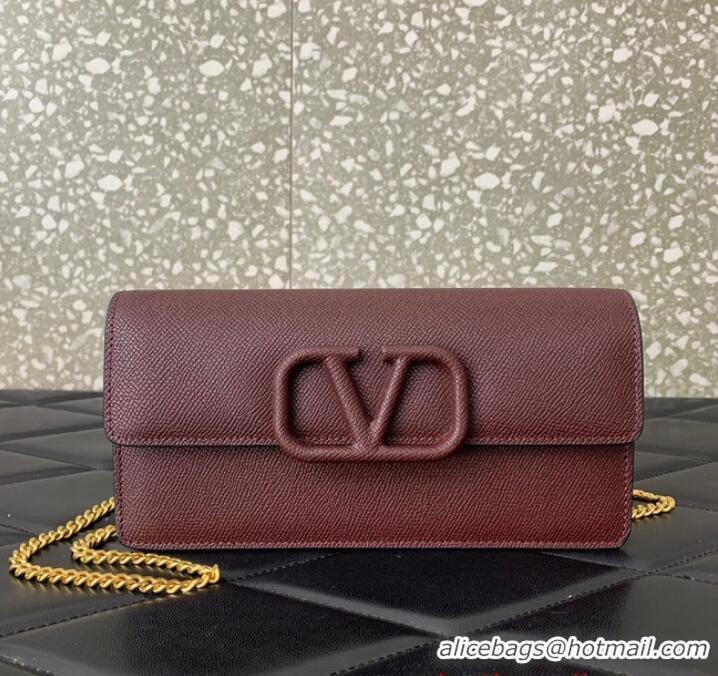 Good Quality VALENTINO grain calfskin leather bag 0681 Wine