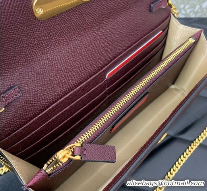 Good Quality VALENTINO grain calfskin leather bag 0681 Wine