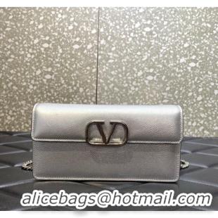 Top Grade VALENTINO grain calfskin leather bag 0681 Silver