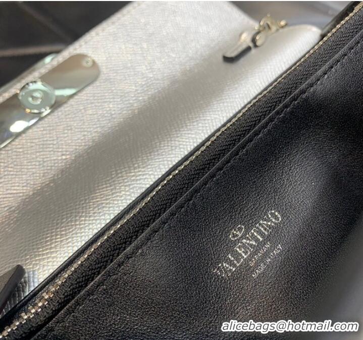 Top Grade VALENTINO grain calfskin leather bag 0681 Silver