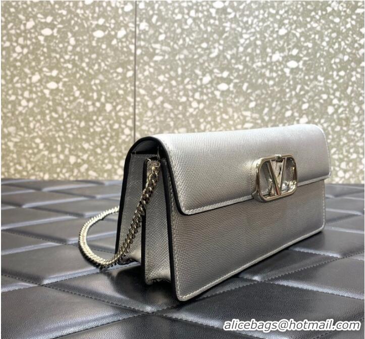 Top Grade VALENTINO grain calfskin leather bag 0681 Silver