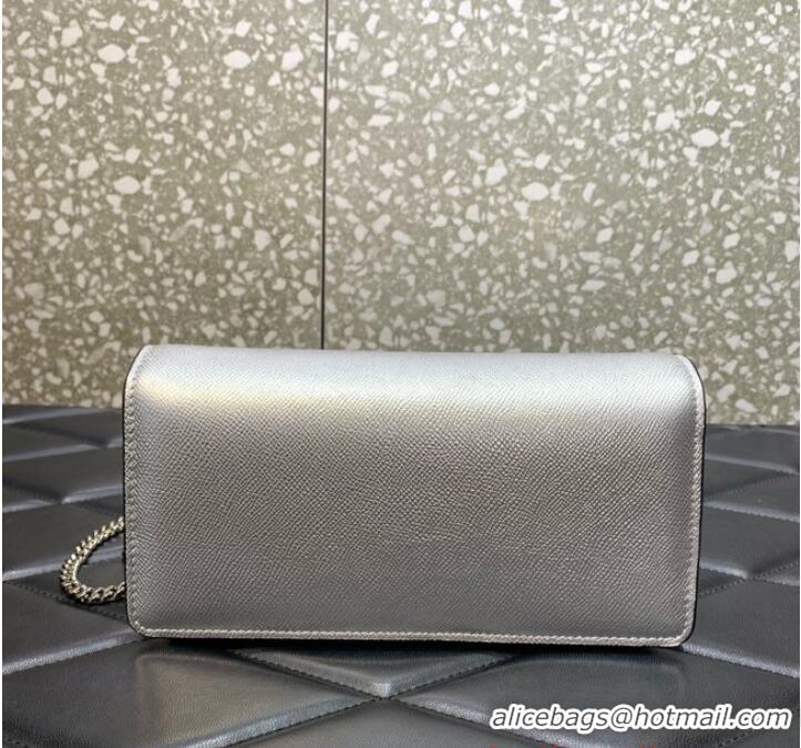 Top Grade VALENTINO grain calfskin leather bag 0681 Silver