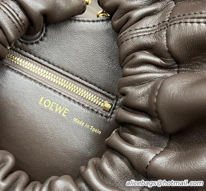 Buy Fashionable Loewe Squeeze small Napa sheepskin leather bag 652329 Coffee