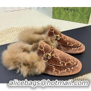 Unique Style Gucci GG Velvet and Wool Slipper Brown/Beige 024019