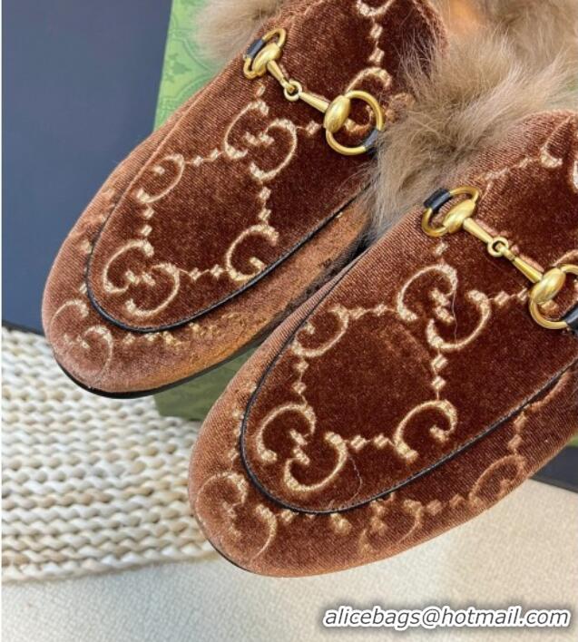 Unique Style Gucci GG Velvet and Wool Slipper Brown/Beige 024019