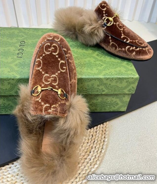 Unique Style Gucci GG Velvet and Wool Slipper Brown/Beige 024019