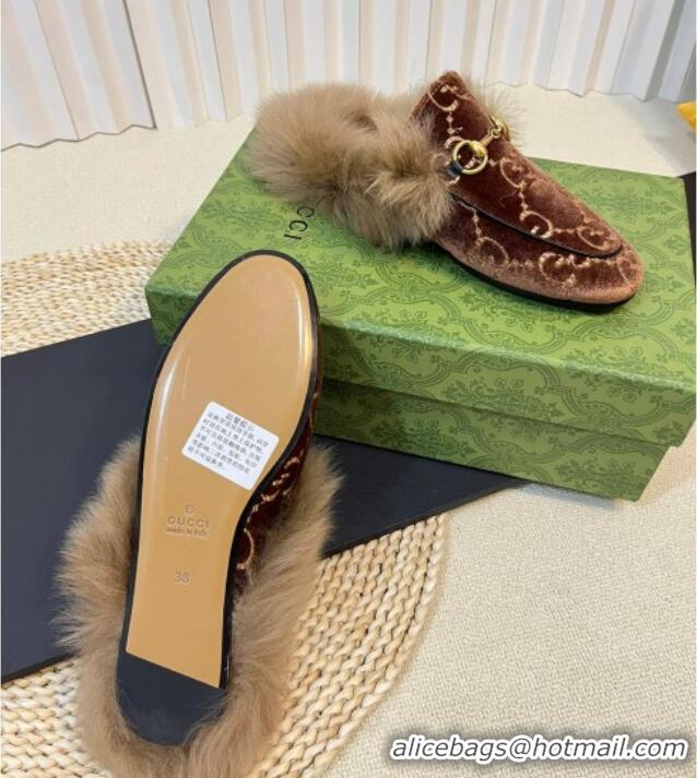 Unique Style Gucci GG Velvet and Wool Slipper Brown/Beige 024019