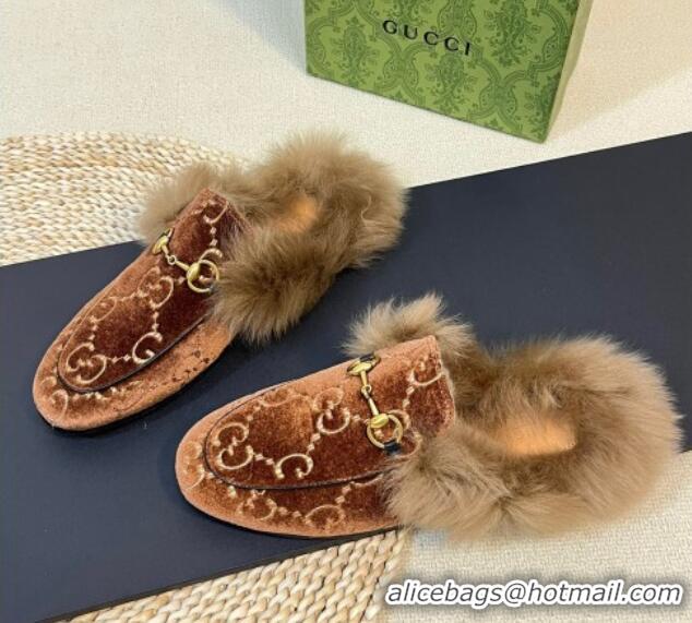 Unique Style Gucci GG Velvet and Wool Slipper Brown/Beige 024019