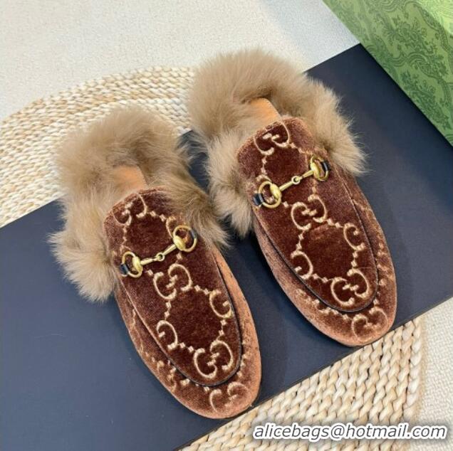 Unique Style Gucci GG Velvet and Wool Slipper Brown/Beige 024019