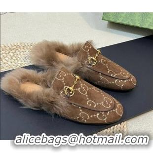 Low Cost Gucci GG Velvet and Wool Slipper Brown 024023