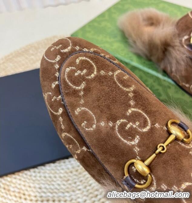 Low Cost Gucci GG Velvet and Wool Slipper Brown 024023