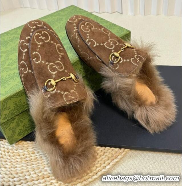 Low Cost Gucci GG Velvet and Wool Slipper Brown 024023