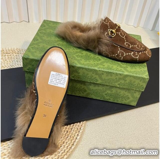 Low Cost Gucci GG Velvet and Wool Slipper Brown 024023