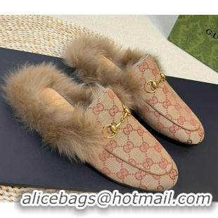 Purchase Gucci GG Canvas and Wool Slippers Beige/Brown 024024