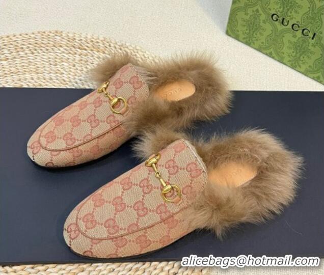 Purchase Gucci GG Canvas and Wool Slippers Beige/Brown 024024