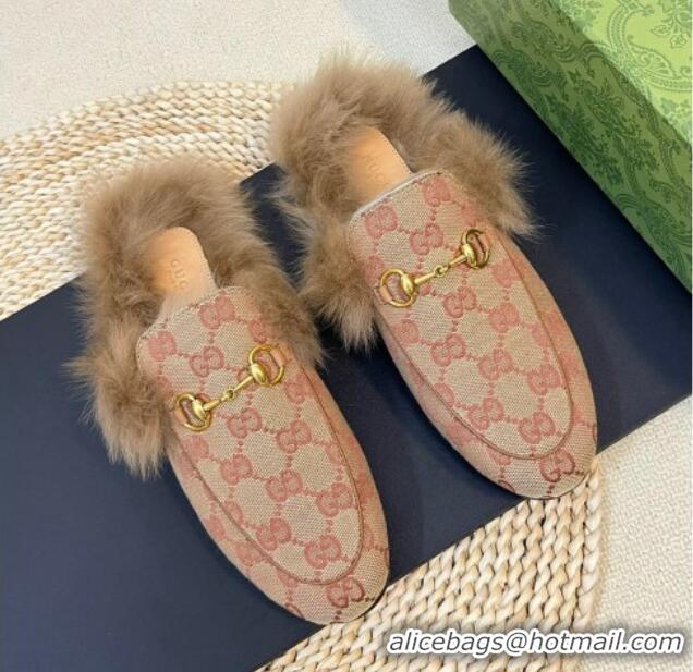 Purchase Gucci GG Canvas and Wool Slippers Beige/Brown 024024