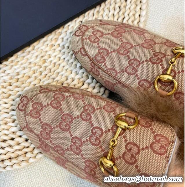 Purchase Gucci GG Canvas and Wool Slippers Beige/Brown 024024