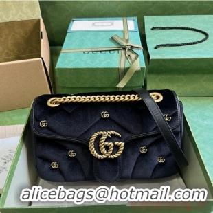 Promotional GUCCI GG MARMONT velvet MINI SHOULDER BAG 446744 Black