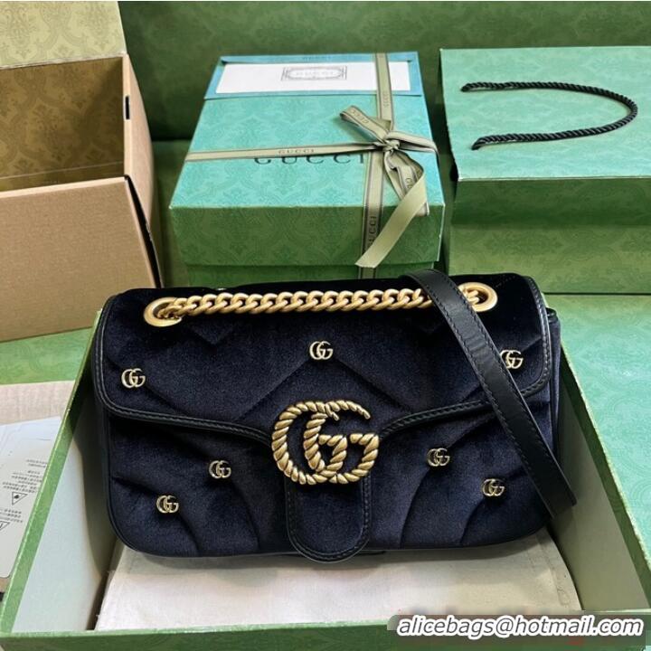 Promotional GUCCI GG MARMONT velvet MINI SHOULDER BAG 446744 Black