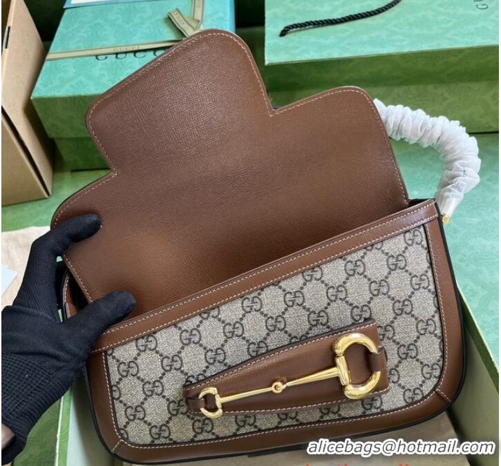 Top Quality GUCCI HORSEBIT 1955 SMALL SHOULDER BAG 764155 Brown Demetra trim