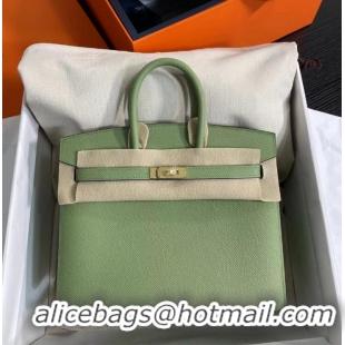 Top Grade Hermes Birkin 25cm Bag in Origianl Epsom Leather H025 Green/Gold (Half Handmade)