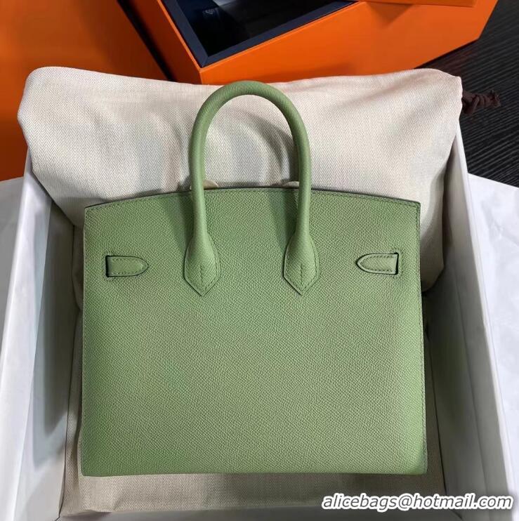 Top Grade Hermes Birkin 25cm Bag in Origianl Epsom Leather H025 Green/Gold (Half Handmade)