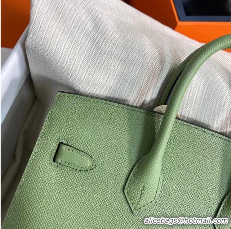 Top Grade Hermes Birkin 25cm Bag in Origianl Epsom Leather H025 Green/Gold (Half Handmade)