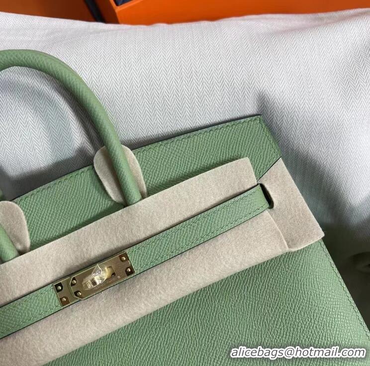 Top Grade Hermes Birkin 25cm Bag in Origianl Epsom Leather H025 Green/Gold (Half Handmade)