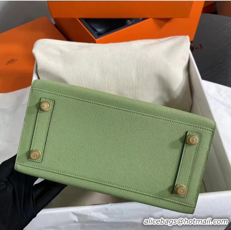 Top Grade Hermes Birkin 25cm Bag in Origianl Epsom Leather H025 Green/Gold (Half Handmade)