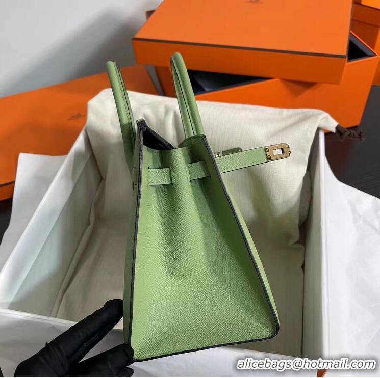 Top Grade Hermes Birkin 25cm Bag in Origianl Epsom Leather H025 Green/Gold (Half Handmade)