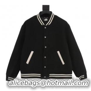 Buy Discount Saint Laurent Logo-print Wool-blend Varsity Jacket Y7412